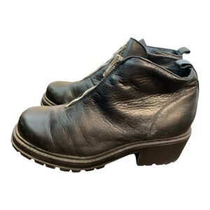 Y2k‎ Womens Bravo Zip Front Leather Lug Sole Combat Boot Sz 8 00’s Vtg Grunge